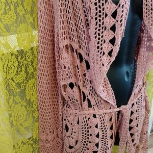 Doily Crochet Cover Up Cardigan w/ Belt